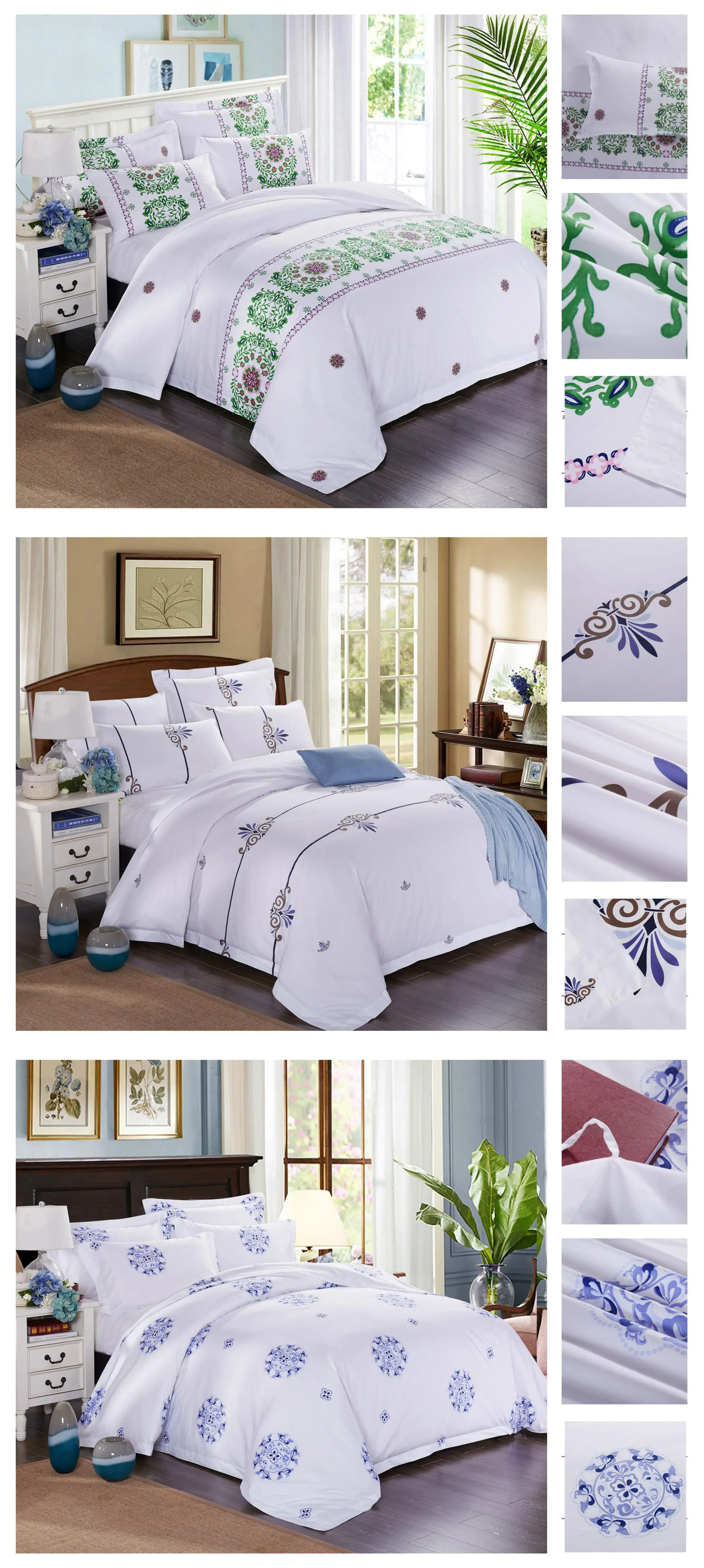 Luxury Cotton 300tc Hotel Home Goods White Custom Logo Bedding Set Bed