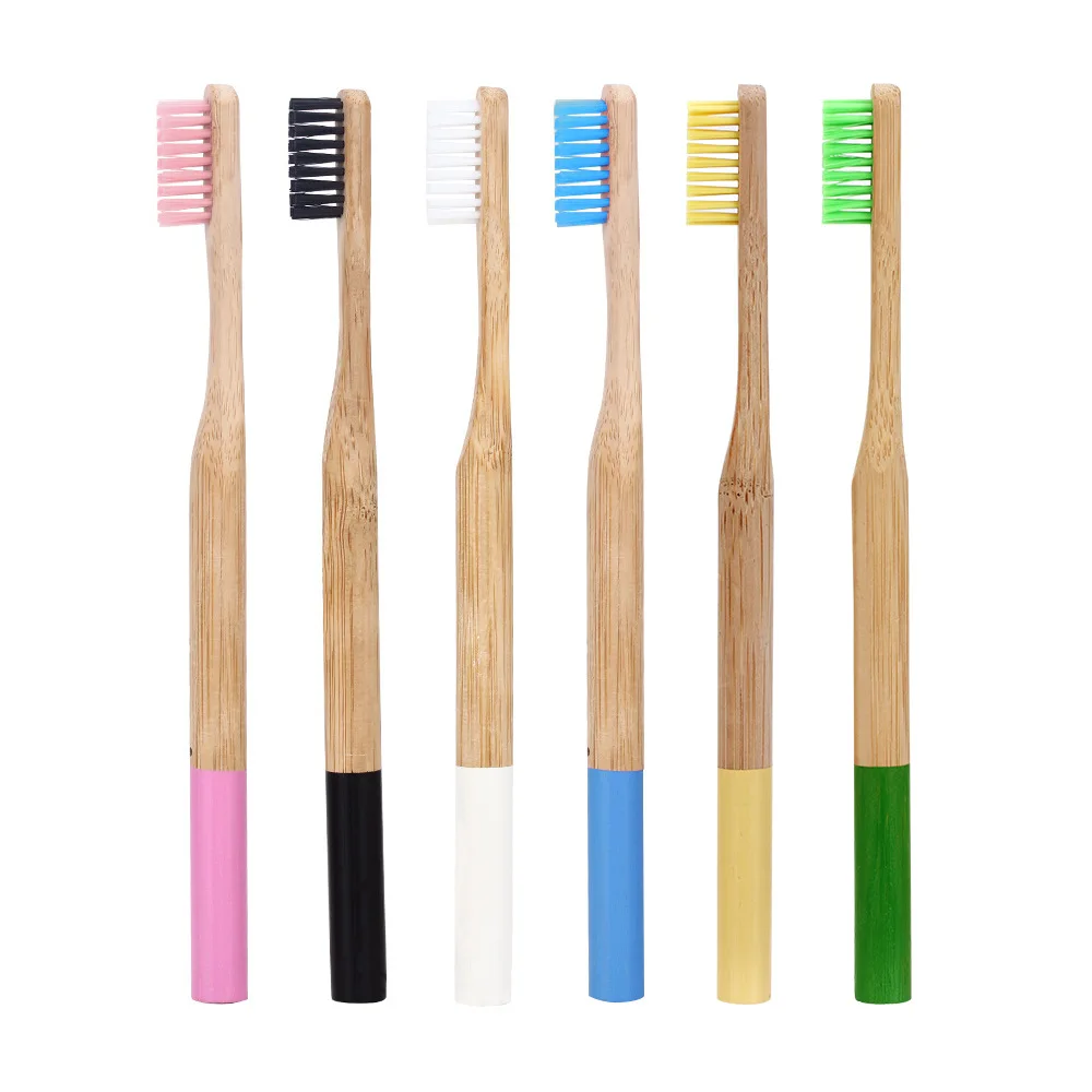 

Amazon manufacturing organic custom logo wood pack 6 bambus round formula bamboo toothbrush, Natural bamboo;charcoal bristles