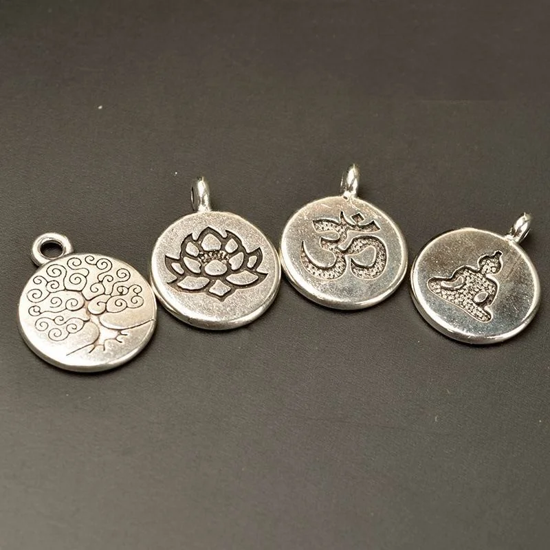 

J2105 Alloy Pendant DIY Jewelry Making Tibetan silver Tree of life/Sanskrit/Lotus Charms Pendants