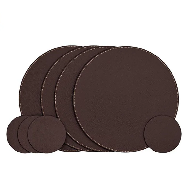 Recycled Leather Round Red Placemat Dining Table Set Buy Dining Table