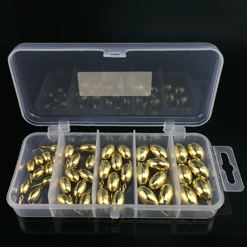 

Copper Bullet Weights Fishing Sinkers Fishing Accessories Tackle Box, As picture