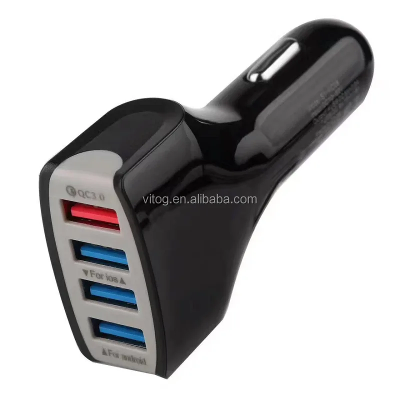 Universal 12V Fast Usb Car Charger Quick Charger 4 port QC3.0 USB Car Phone Charger with Package for cellphone