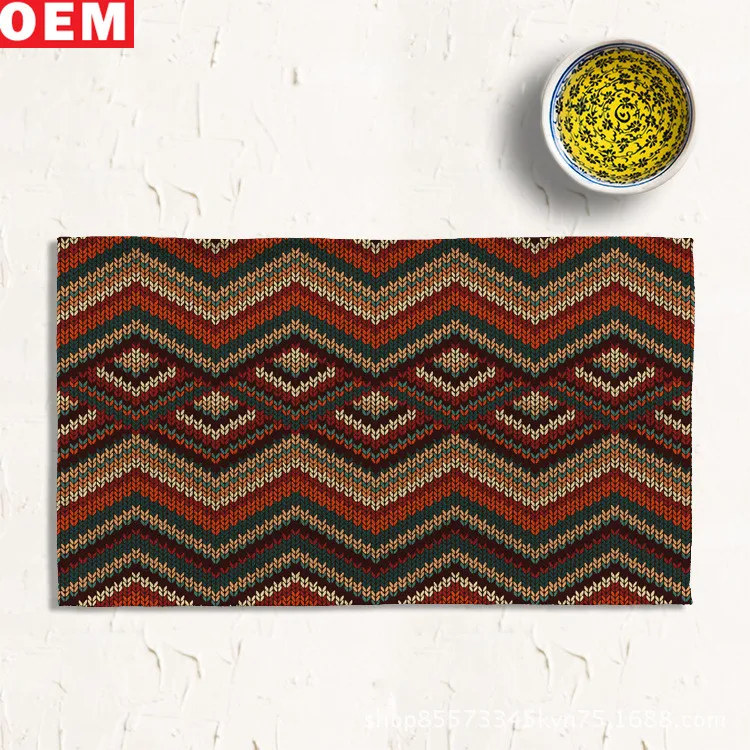 
Custom Printed Restaurant Placemat Plate Cup Tablemat Cotton Linen Placemats With Figures 