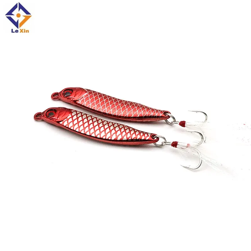 

wholesale 10g colorful feather treble hook metal fishing lure, Have many colors for options