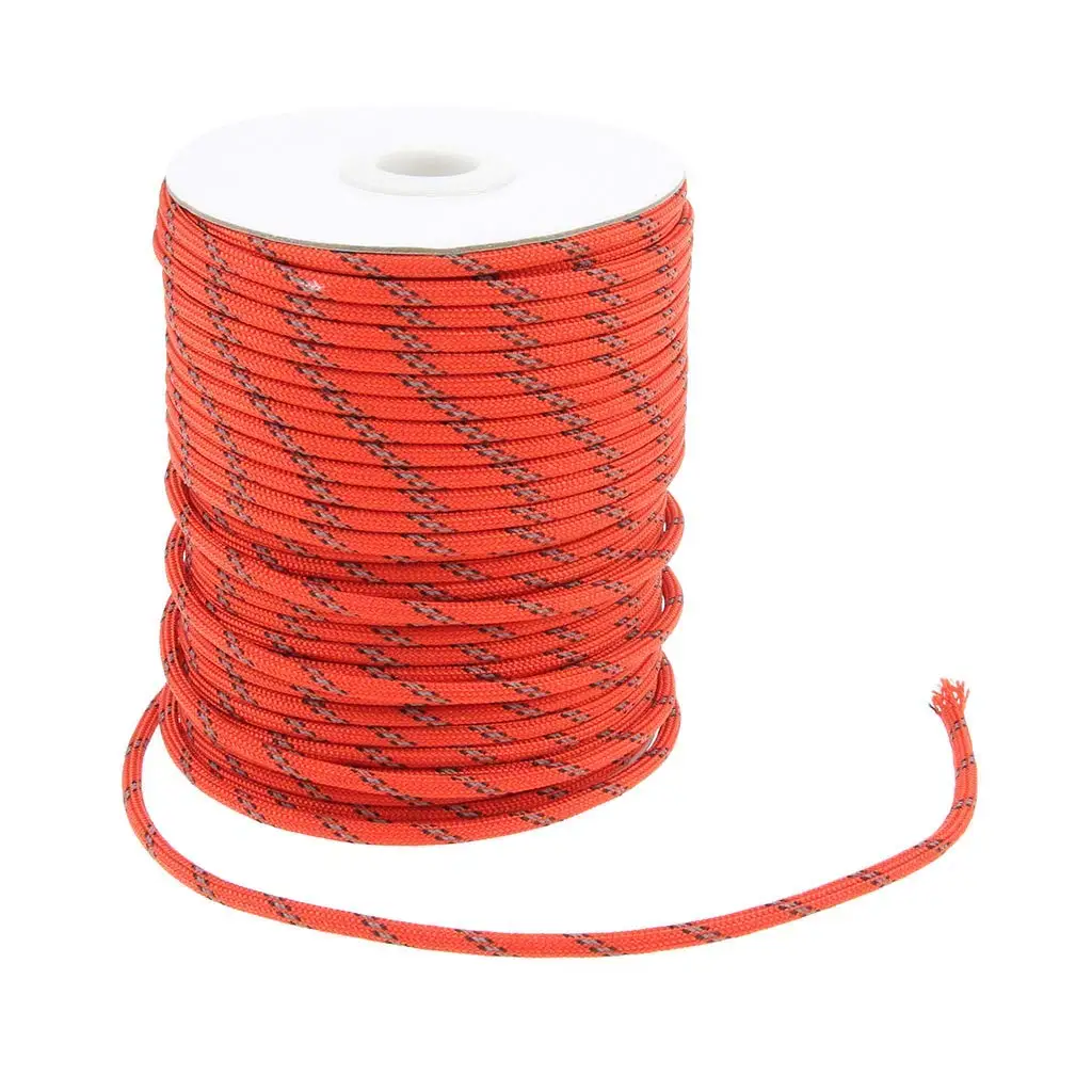 Baosity 5mm Fluorescent Reflective Guyline Tent Rope Camping Cord Paracord Roll Glow in Dark High Visible for Hiking Backpacking Beach