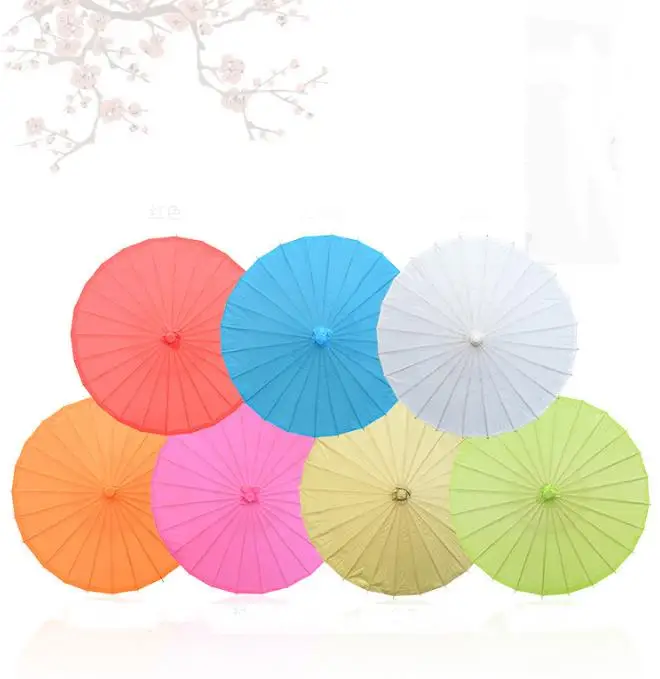 

Children Size Small Chinese Art Craft Umbrella Blank Paper Long Handle Wedding Parasol 23.6inch 60cm