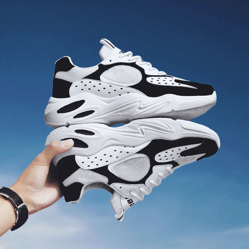 
mesh Breathable Men Shoes Causal Walking Running Sports Shoes Casual Yezzy Sneakers chunky sole 