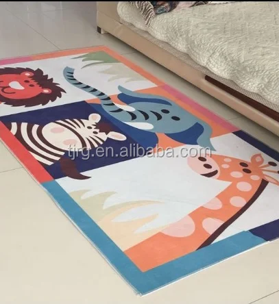 
3D printed carpet of hotel animals carton pattern rug 