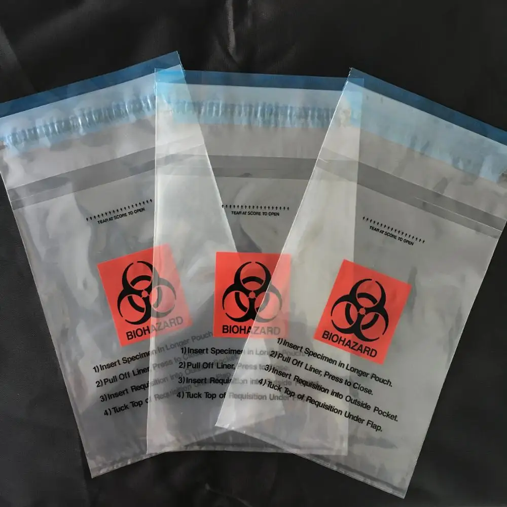 High Quality Adhesive Specimen Transport Plastic Lab Bag With Double