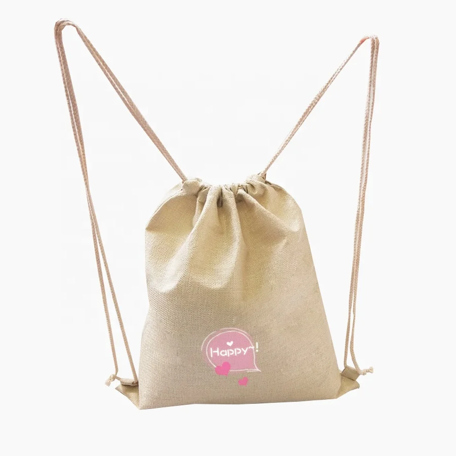 Hemp Fashion Drawstring Backpack Custom Package Logo Printed Shopping