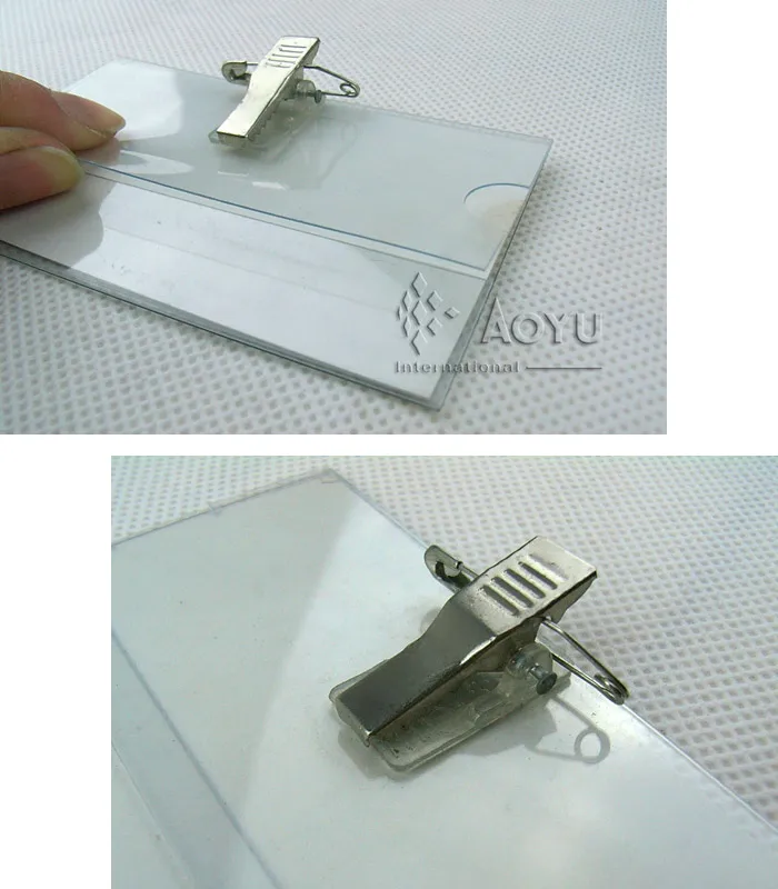 Pvc Name Badge Holder With Metal Alligator Clip Buy Name Badge Holder
