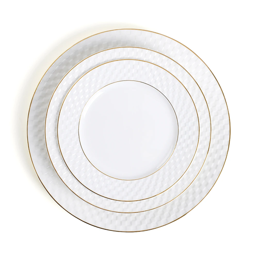 18-piece Luxury Blank Gold Embossed Porcelain Bone China Dinner Plates ...
