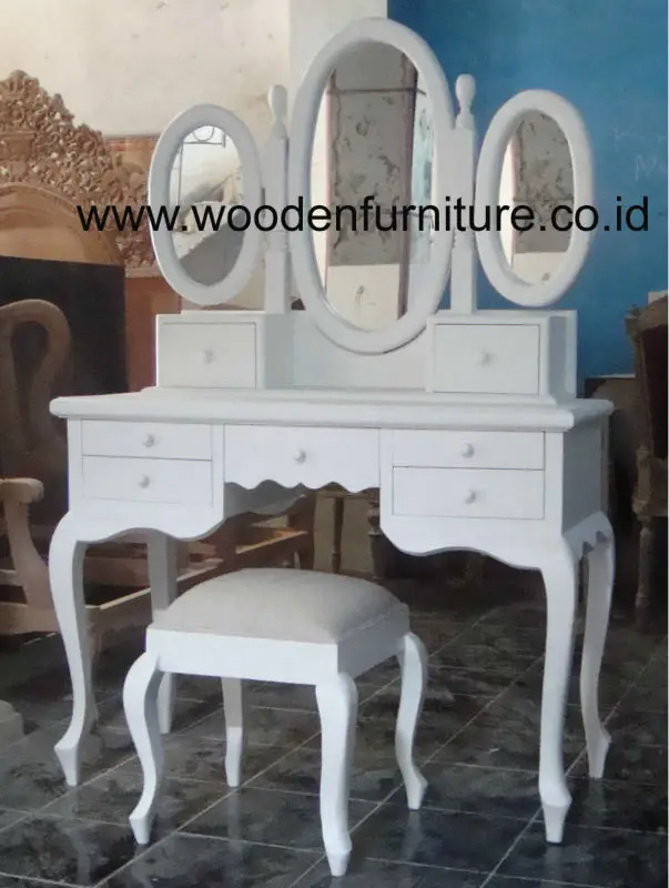 Antique Reproduction Dressing Stool White Painted Dressing Table