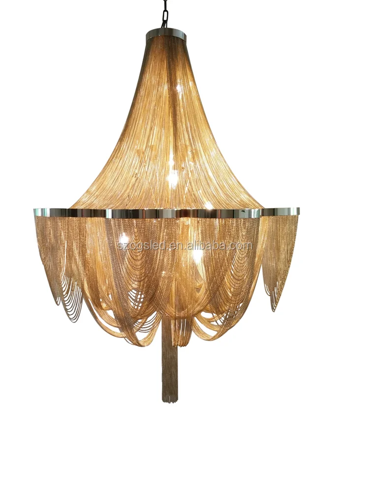 Modern Silver Chain Hanging Chandelier For High Ceilings Buy Silver