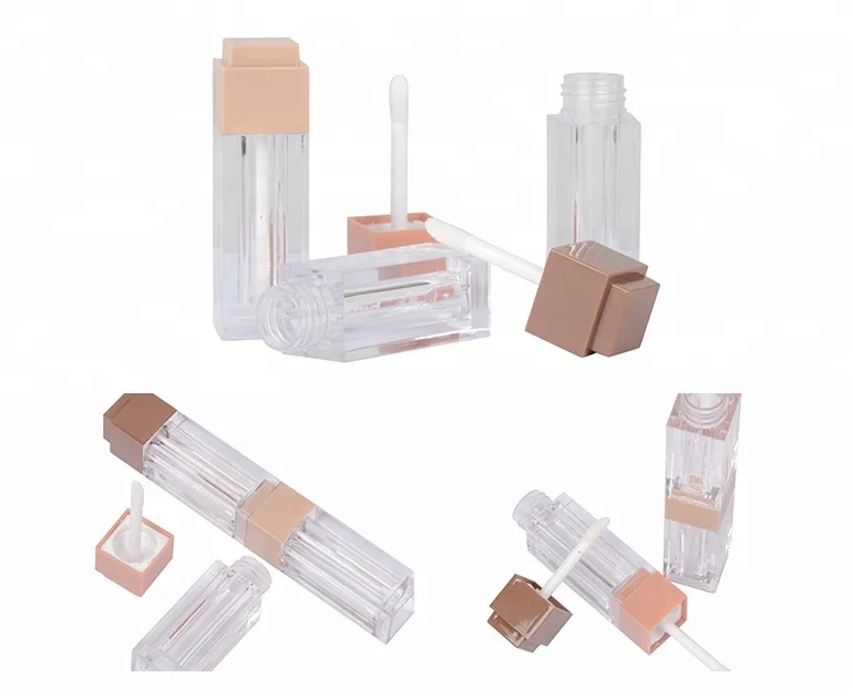 Empty Clear Lip Gloss Squeeze Tube Packing Containers Square Lipgloss
