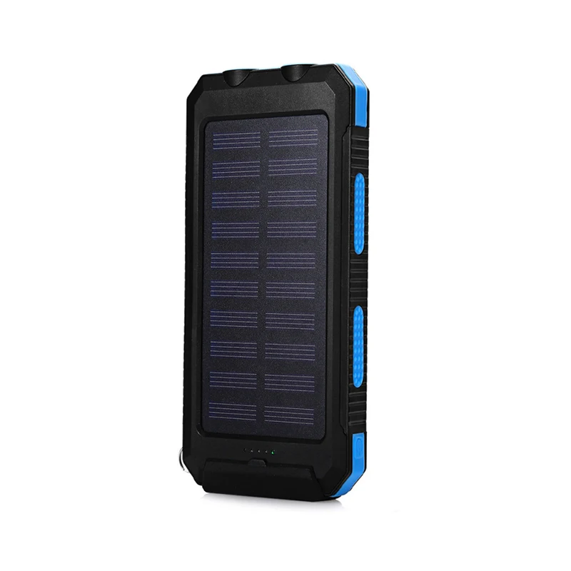 Best selling portable waterproof 20000mAh polymer solar power bank super fast charging  with led light and compass for cellphone