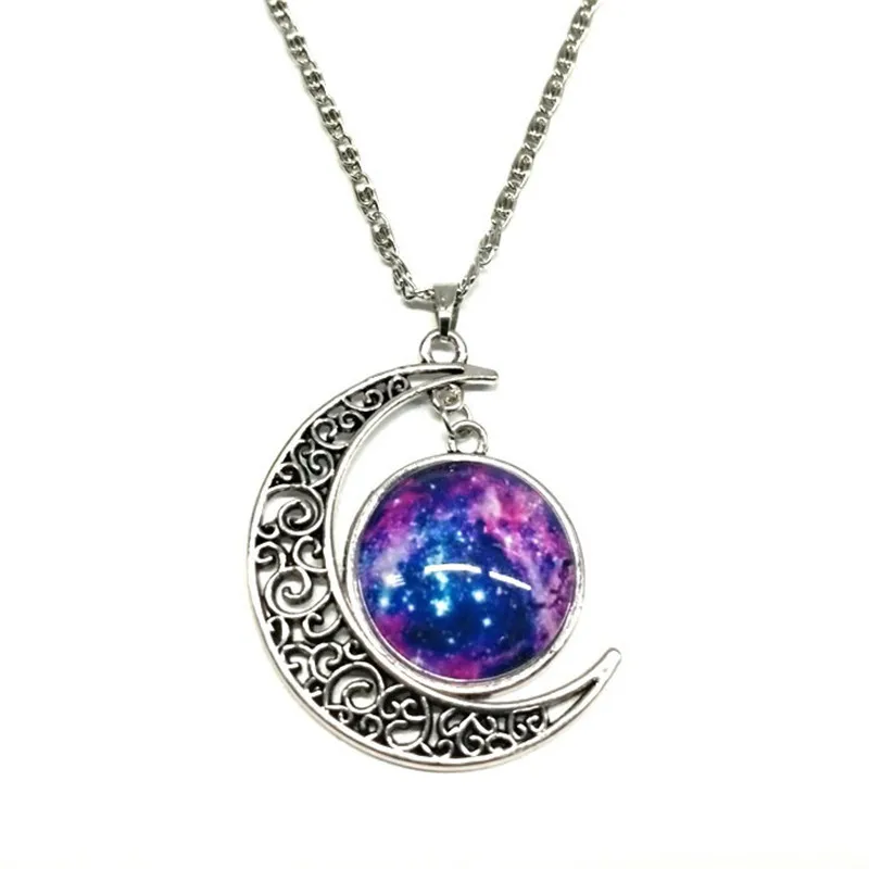 Valentine's Day Gift Galaxy Necklace Christmas Gifts Crescent Star ...