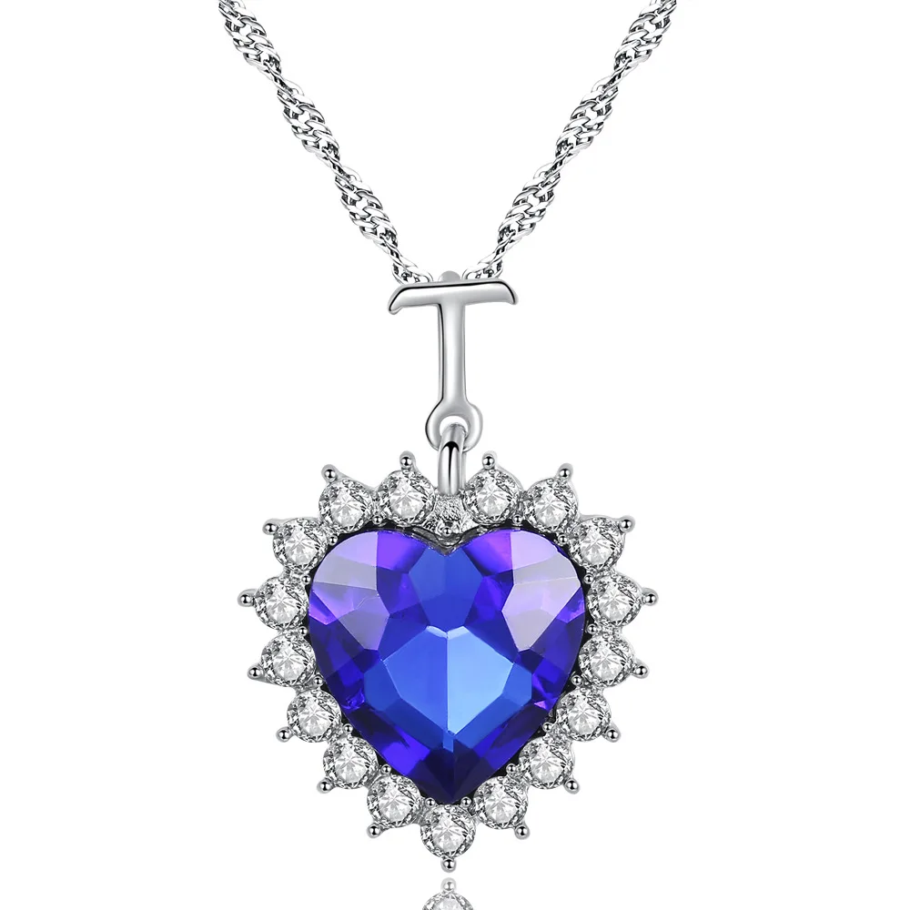 

Sapphire Blue Zircon Ocean Heart Pendant Necklace High-grade Zircon Necklace