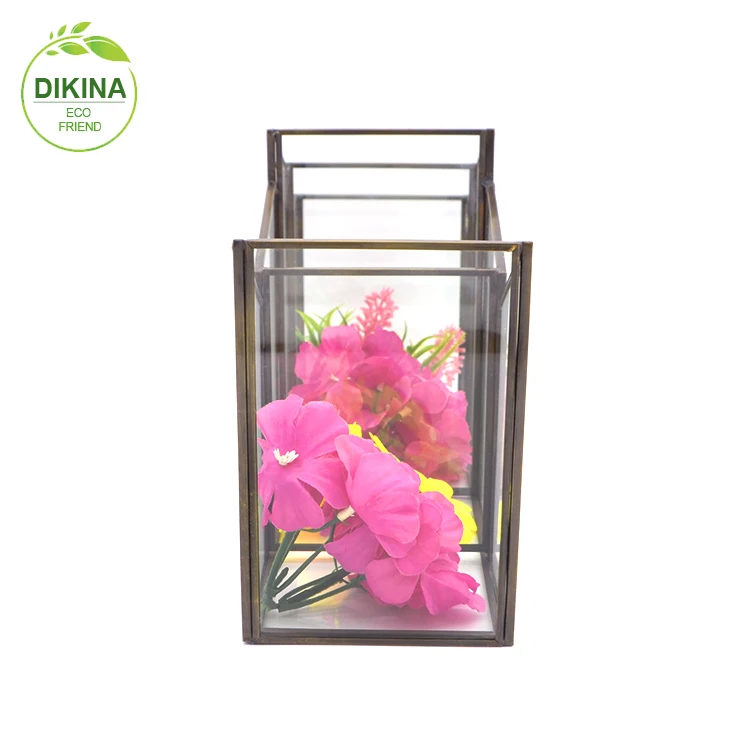 TOP brass square hexagon candy display container with lid || Art Sculpture tall glass vases acrylic lucite wedding centerpieces