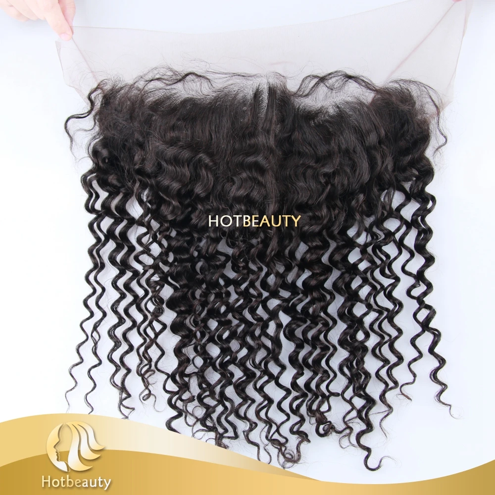 

Kinky curly natural black color lace frontal 13*4 brazilian quality, Natural color