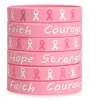 Breast Cancer Awareness Pink Ribbon Bracelets - Hope Faith Strength Courage Silicone Wristbands
