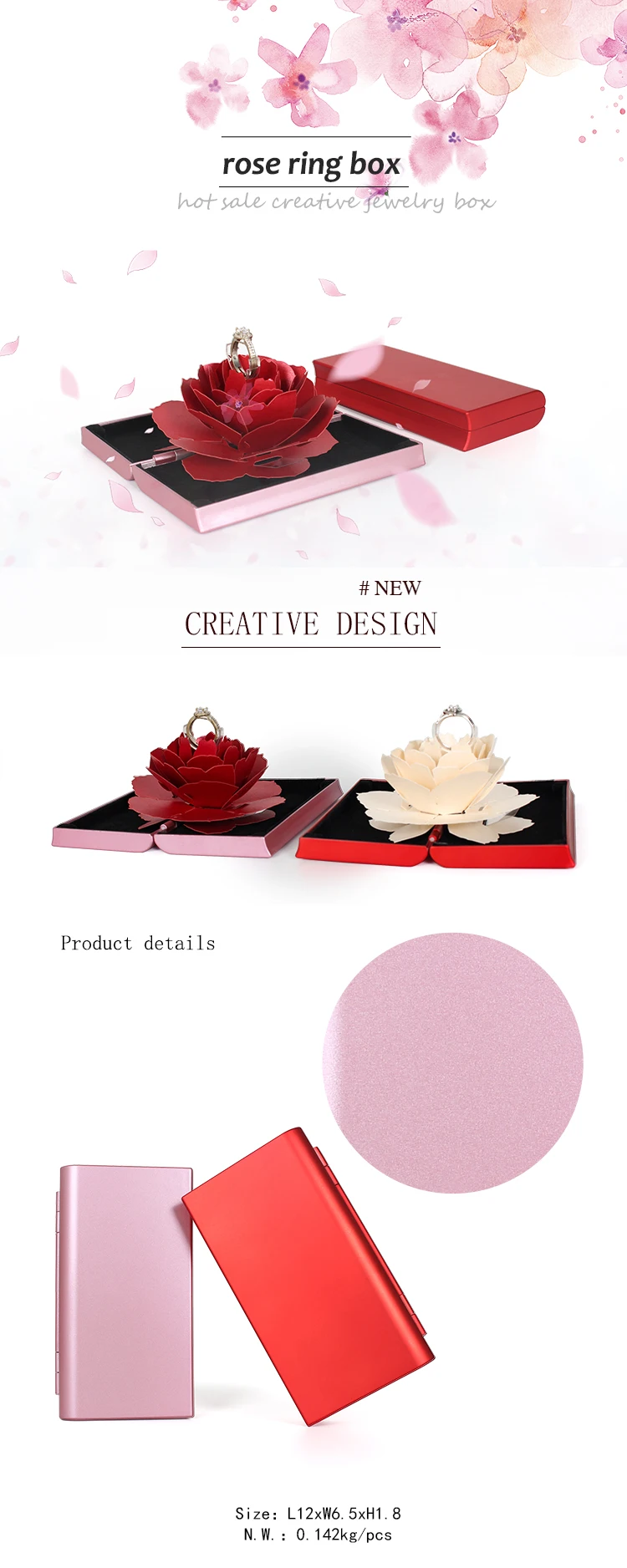Factory Price Unique Wedding Red Rose Ring Gift Box Plastic Box For Ring