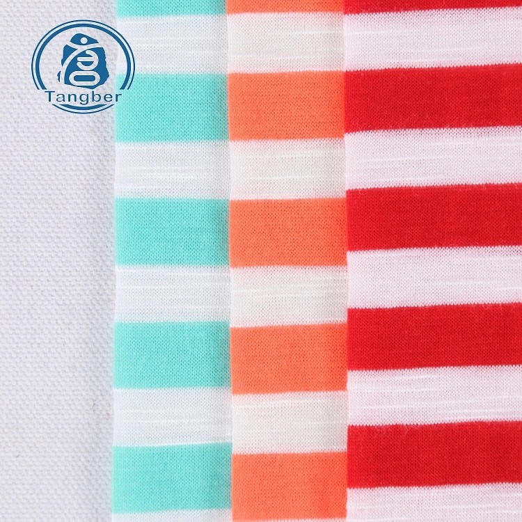 High Quality 100 Cotton Slub Feeder Stripe Knitted Yarn Dyed Fabric