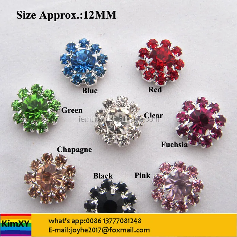 

12mm Tiny Crystal Rhinestone Buttons flatback Silver VERY SPARKLY flower centers invitations crystal bouquet ALRMB010, N/a