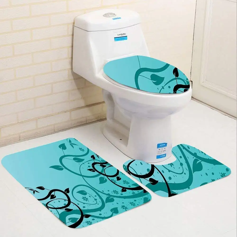 teal bathroom rug set