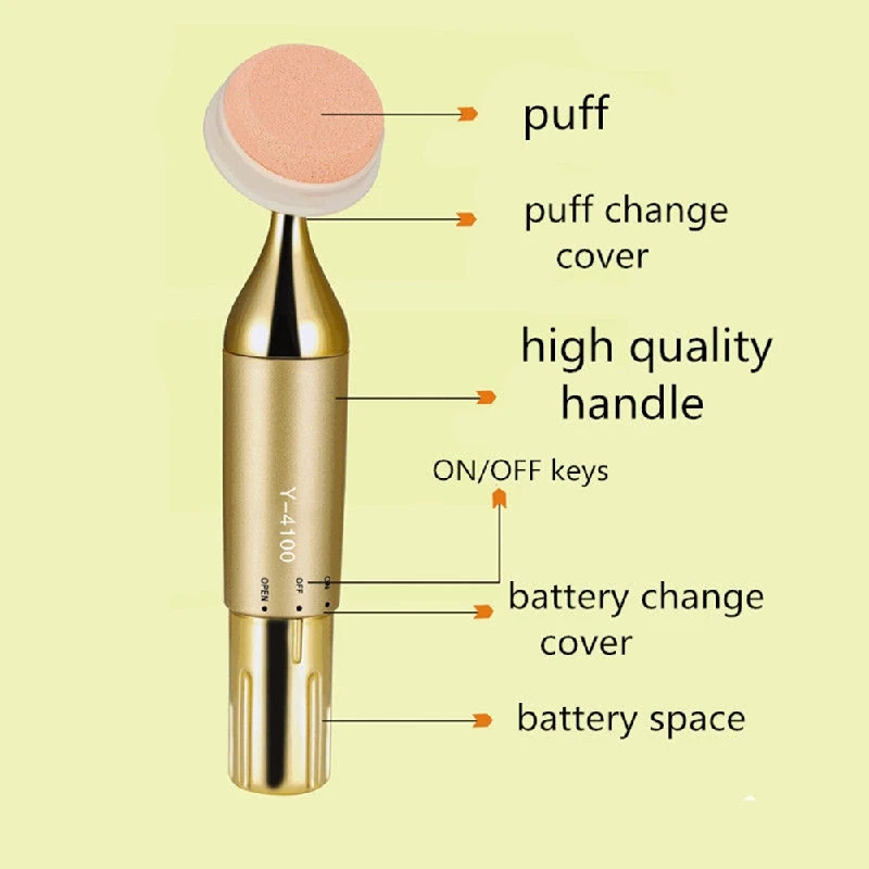 3D Electric Vibrating Makeup Puff Sponge With Battery Powder Foundation Massage Auto Face Applicator Handle Cosmetic Puff Tool