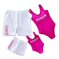 

OEM Custom Letter Printed Family Matching Swimwear Kids Women Thong String Family Swimsuit Bikini