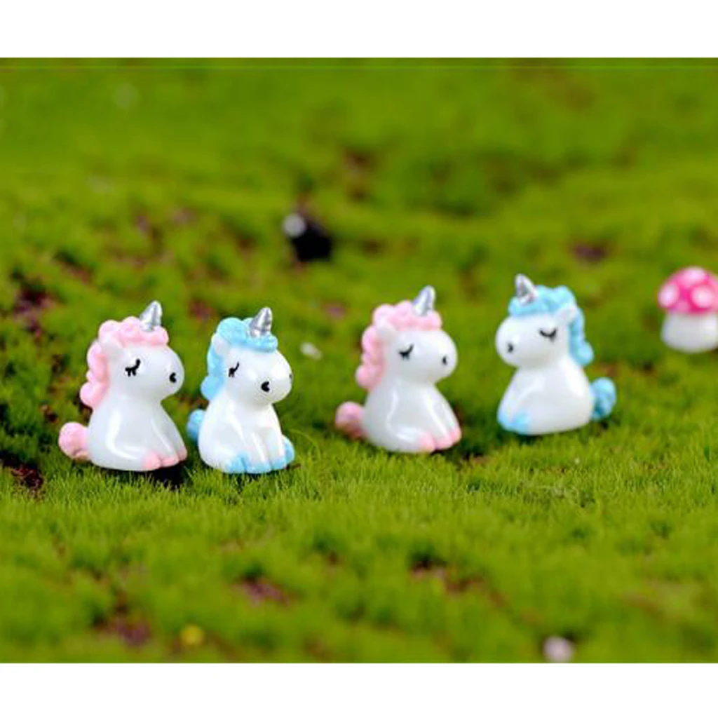 2pcs Unicorn Miniature Figurine Fairy Garden Dollhouse Decor Micro Landscape I