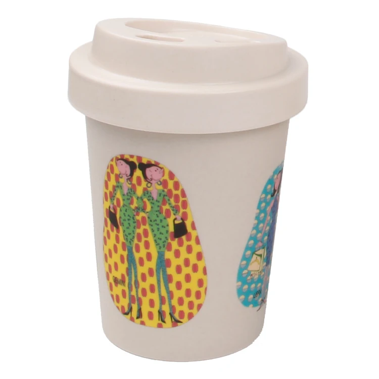 

MIKENDA Natural Bamboo Fiber Biodegradable Eco Reusable Travel Coffee Mugs