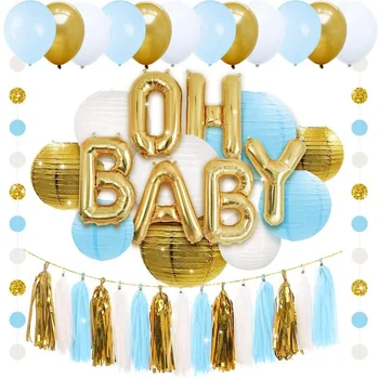 Gold Oh Baby Foil Balloon Blue Its A Boy Baby Shower Decorations