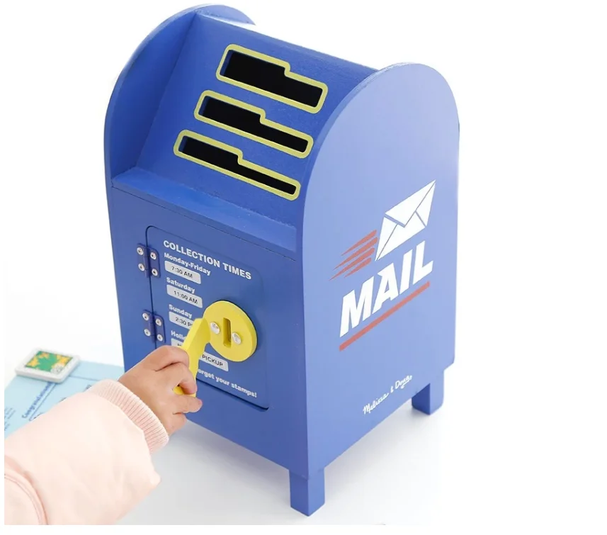 Wholesale funny baby wooden mailbox toy box best design wooden envelope mailbox  educational toys box for kids