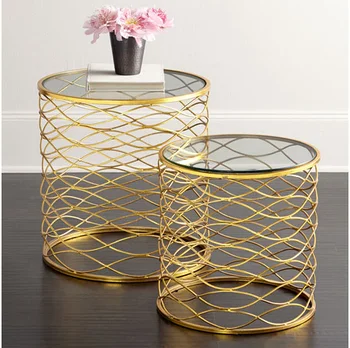 Zhaohui Metal Vintage Mirrored Round End Table Side Zhaohui Metal Vintage Mirrored Round End Table Side