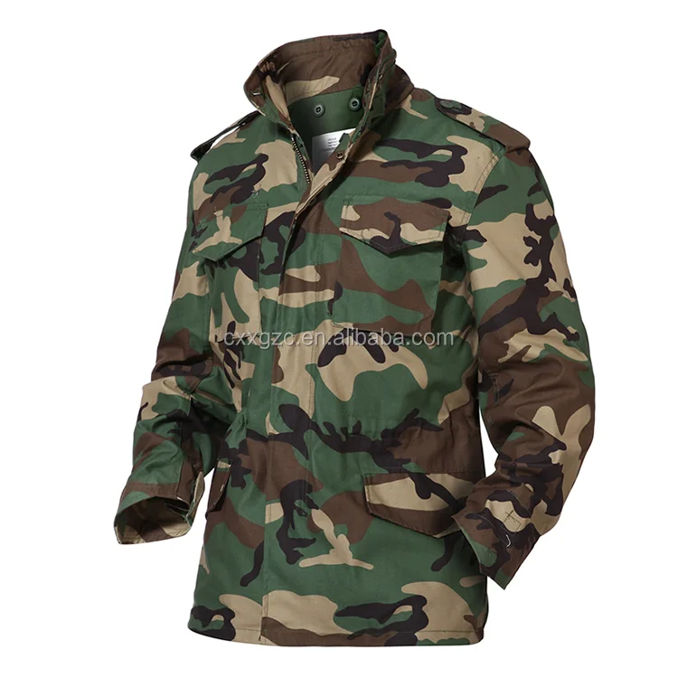 Waterproof Woodland Camouflage Military Army Tactical Combat M65 Field Jacket