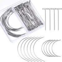 

70 Piecesl Stainless Steel Wig Making Pins Needles Set Wig T Pins and C Curved Needles Hair Weave Needles