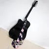 direct wholesale italy leather head polyester guitar strap with elastic rope hook