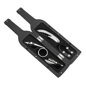Image of 5Pcs/Set Wine Bottle Corkscrew & Accessory Set Wine Tool Set Bottle-Shaped Holder Bottle Opener