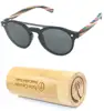 Round shape plain flat sunglasses sun glasses with wood legs and metal spring hinge sun glasses Plastic Wood bamboo shades