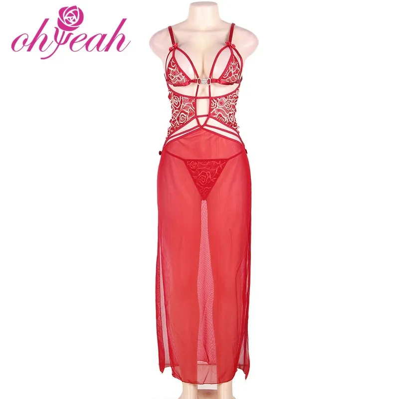 

Long Babydoll Dress High Quality Women Hot Transparent Sexy Chemise