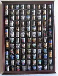 Mahogany 100 Shot Gl Display Case Rack Wall Curio Cabinet 1 Mahogany 100 Shot Gl Display Case Rack Wall Curio Cabinet 1 Door For