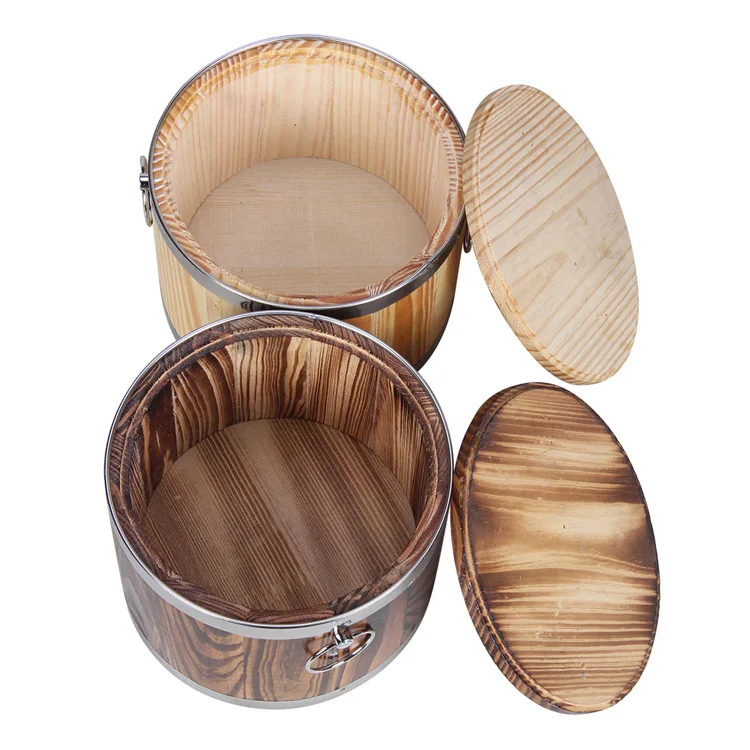 New Design Home Handmade Wood Rice Storage Barrel Box With Lid Buy