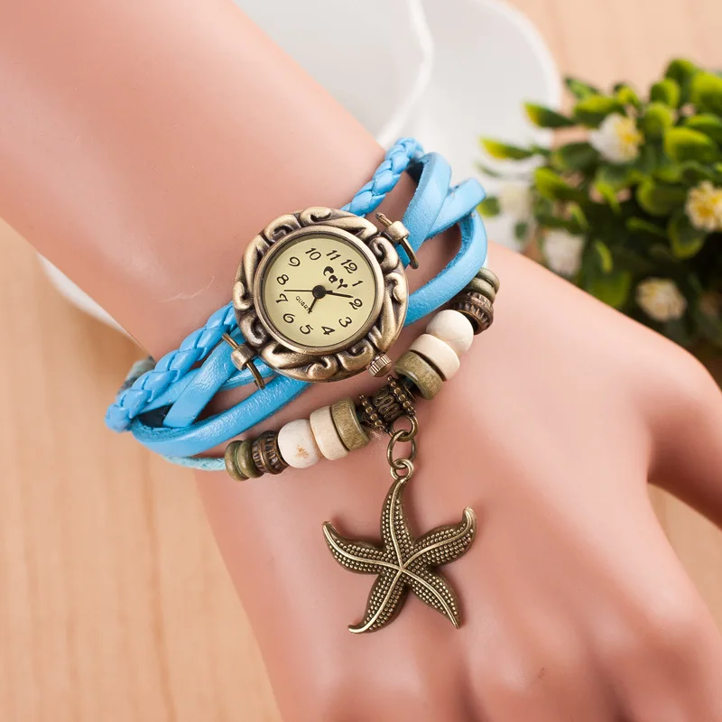 

Cheap Leather Strap Quartz Watch Vintage Lady Wrist Watch