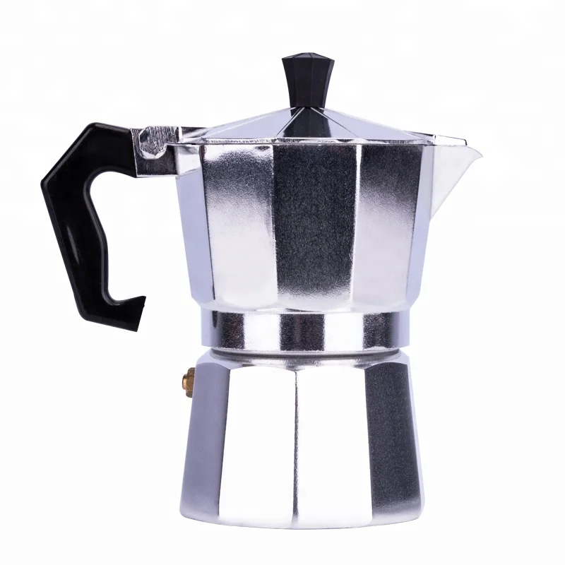 

Stovetop espresso maker 9cup custom logo amazon hot selling food grade aluminum moka pot factory direct sale Italian design, Sliver