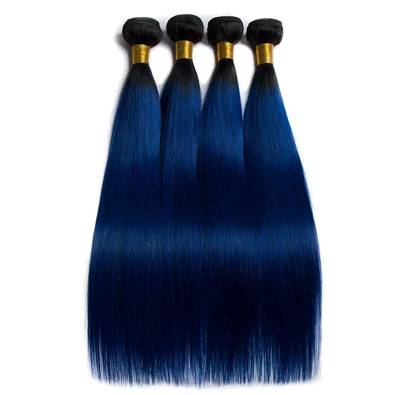 

HN Ombre blue brazilian Hair Weaving Bundles 1b/blue Virgin Purple Human Hair bundles 100% human hair