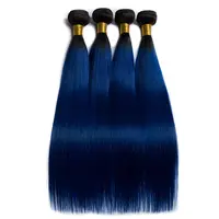 

HN Ombre blue maylasianStraight Hair Weaving Bundles 1b/blue Virgin Purple Human Hair bundles body wave and straight