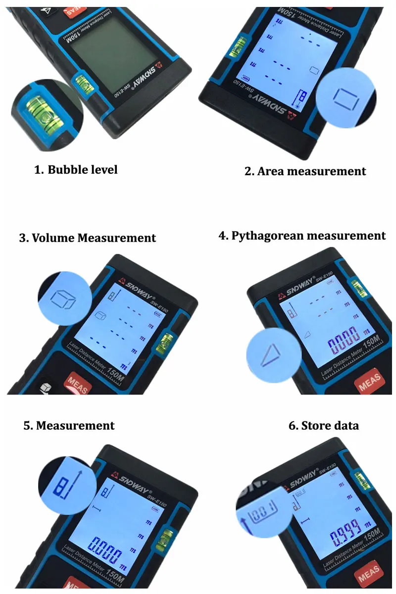 Sndway Swe150 Laser Distance Meter 150m Mini Range Finder Digital