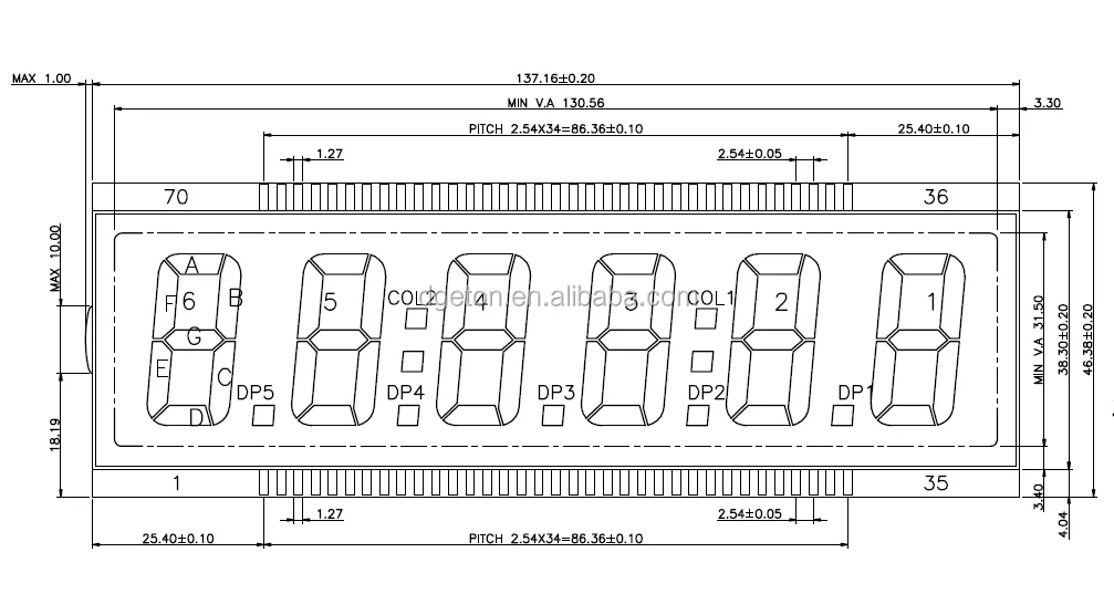 6 digit segment screen